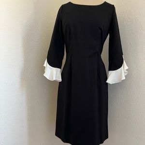 Talbots Black Ponte Knit Dress with Bracelet Sleeve